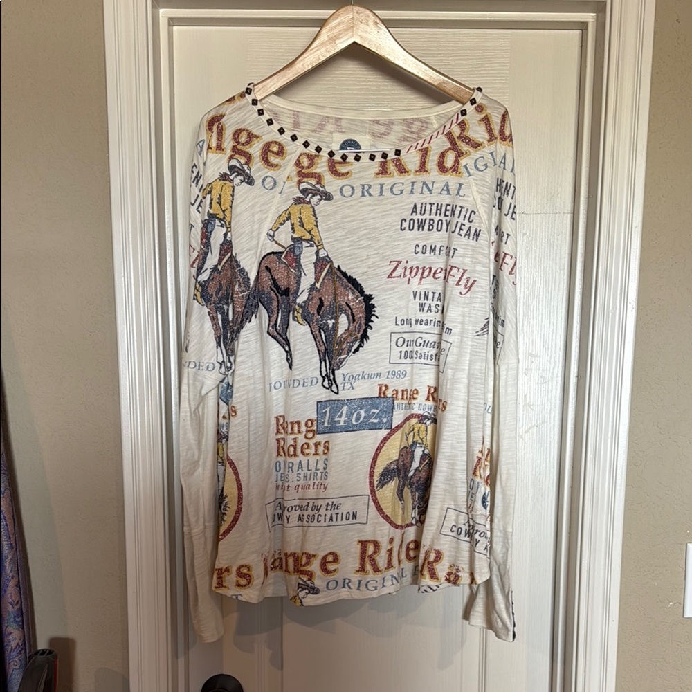 Vintage Cowboy Graphic Long Sleeve Shirt